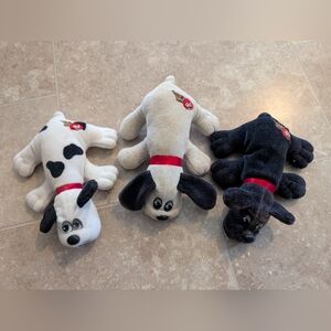 Plush Dog Toy Set - Black, White, and Cream